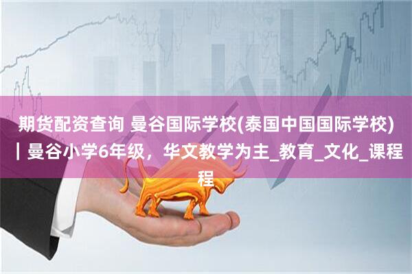 期货配资查询 曼谷国际学校(泰国中国国际学校)｜曼谷小学6年级，华文教学为主_教育_文化_课程